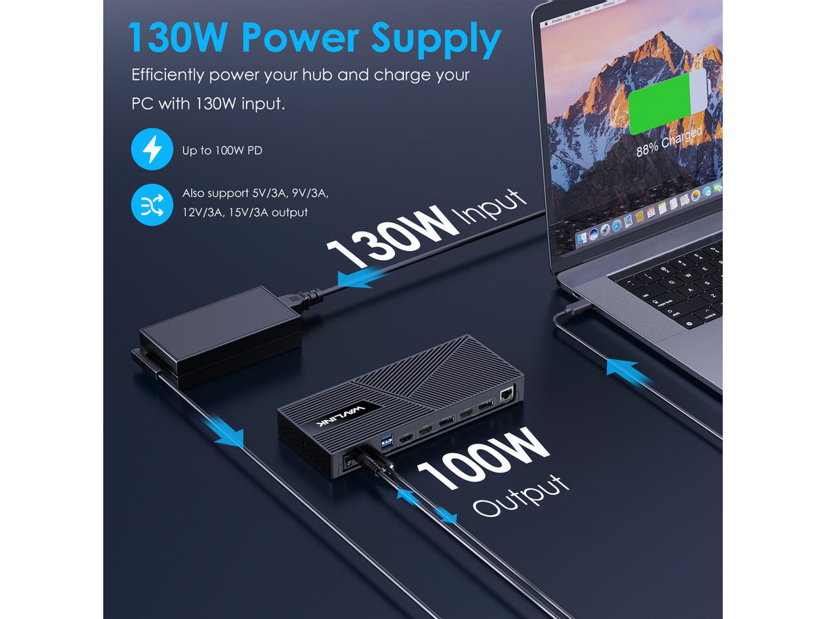 Wavlink USB C Triple Monitor Docking station With 100W Laptop Charging, 3X HDMI, 2X DisplayPort, 6X 10Gbps USB Ports, Gigabit Ethernet, Audio&Mic for New MacBook Neo,MacBook M1/M2/M3/M4, USB4, Windows