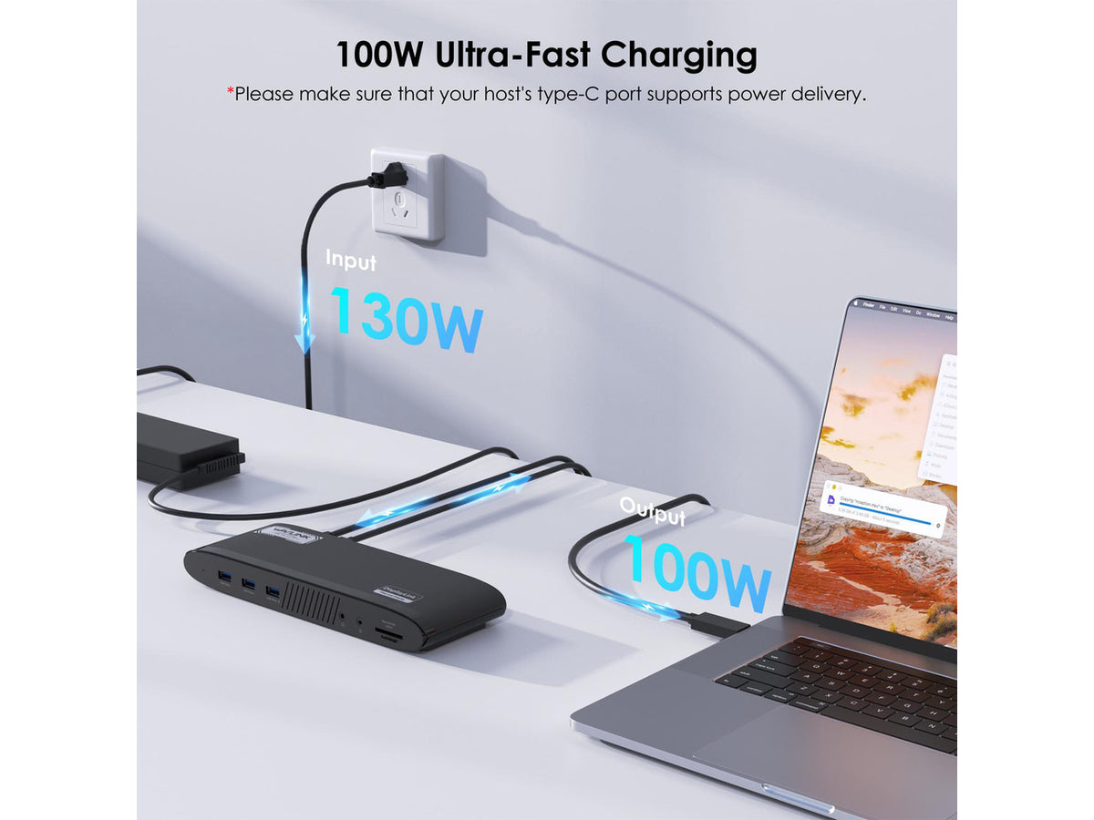 WAVLINK DisplayLink Docking Station 3 Monitors, MacBook Neo Triple Monitor, Dual 2K + 4K with 100W Charging, 3 HDMI, 5 USB Ports, Ethernet, SD/TF, Audio for New MacBook Neo, Mac M1/M2/M3/M4 & Windows