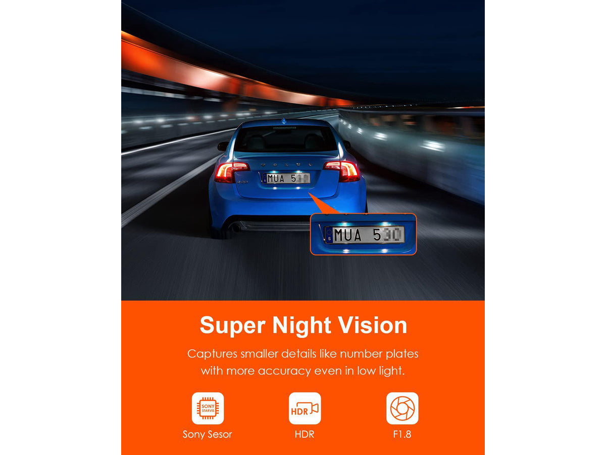 Vantrue E1-G WiFi Mini Dash Cam with Voice Control & GPS, Car Dash Camera with Remote Controller, Super Night Vision, 24 Hours Parking Mode, Buffered Motion Detection, Support 512GB Max