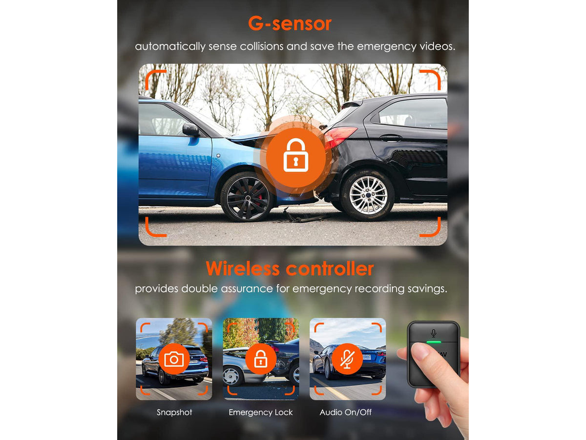 Vantrue E1-G WiFi Mini Dash Cam with Voice Control & GPS, Car Dash Camera with Remote Controller, Super Night Vision, 24 Hours Parking Mode, Buffered Motion Detection, Support 512GB Max