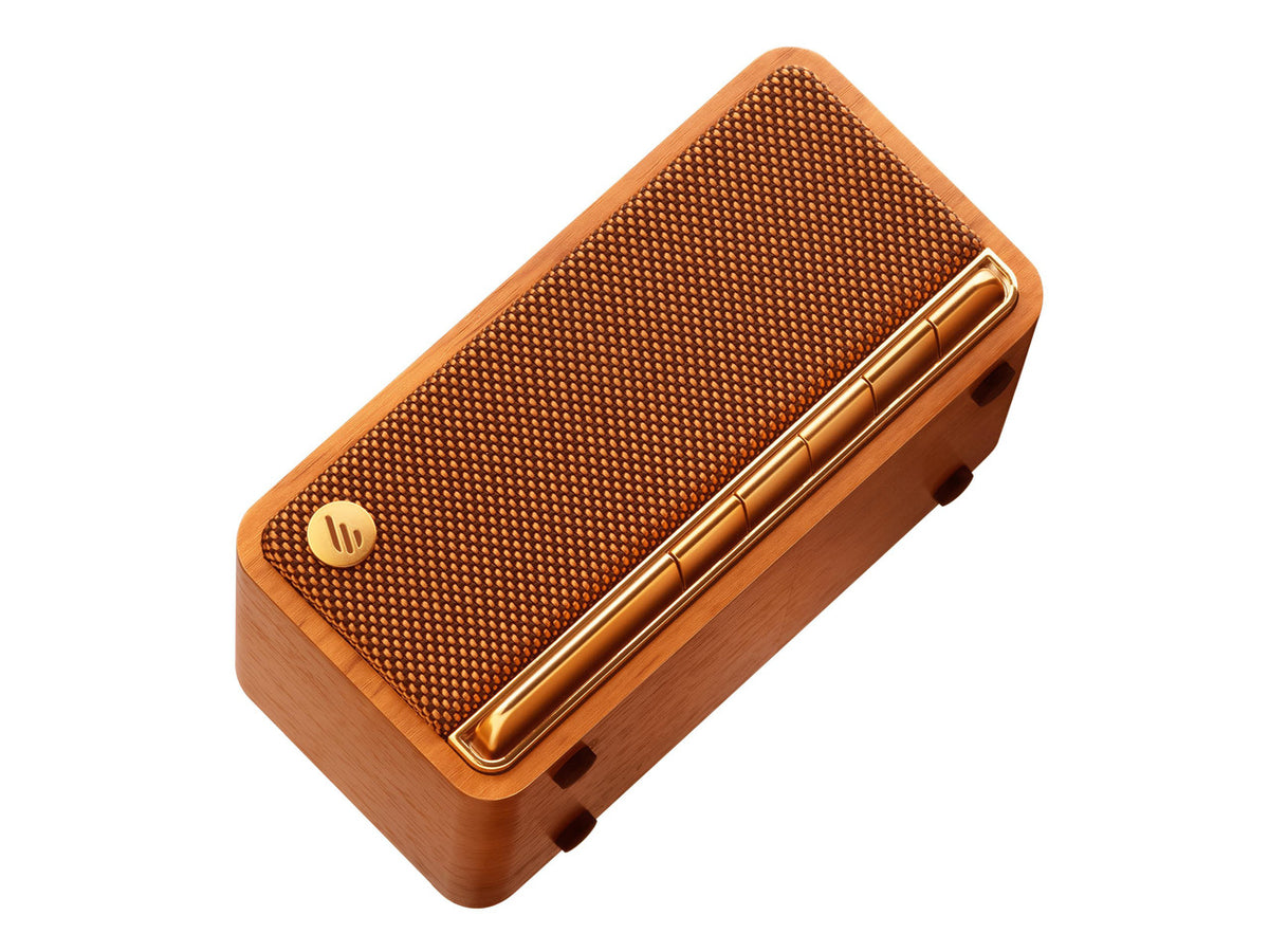 Edifier MP230 Portable Bluetooth Speaker, Wireless Speaker with Stereo Sound for Outdoor Travel, 10-Hour Playtime, Supports USB Soundcard/Micro SD, 20W RMS - Classic Wooden