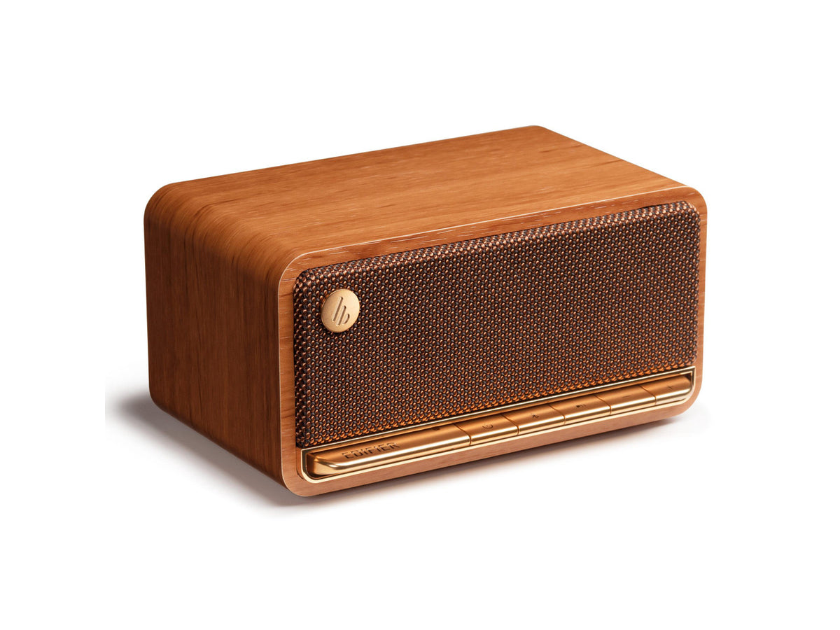 Edifier MP230 Portable Bluetooth Speaker, Wireless Speaker with Stereo Sound for Outdoor Travel, 10-Hour Playtime, Supports USB Soundcard/Micro SD, 20W RMS - Classic Wooden
