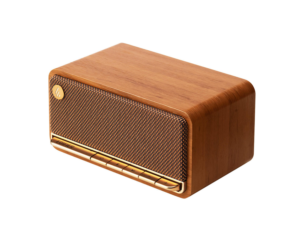 Edifier MP230 Portable Bluetooth Speaker, Wireless Speaker with Stereo Sound for Outdoor Travel, 10-Hour Playtime, Supports USB Soundcard/Micro SD, 20W RMS - Classic Wooden