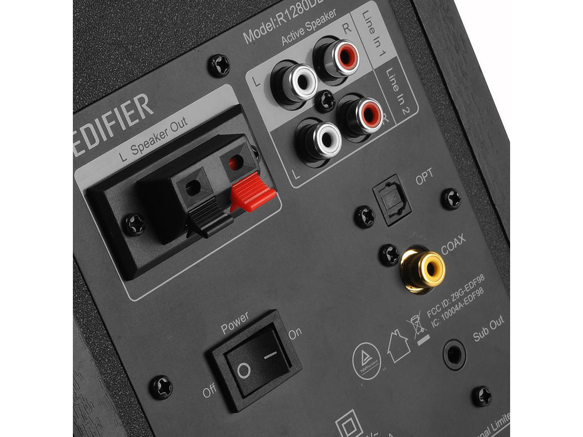 Edifier R1280DBs Active Bluetooth Bookshelf Speakers - Optical Input - 2.0 Wireless Studio Monitor Speaker - 42W RMS with Subwoofer Line Out - Black
