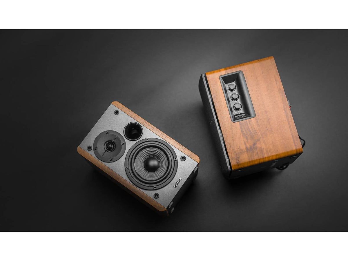 Edifier R1280DB Powered Bluetooth Bookshelf Speakers - Optical Input - Wireless Studio Monitors - 4 Inch Near Field Speaker - 42w RMS - Wood Grain