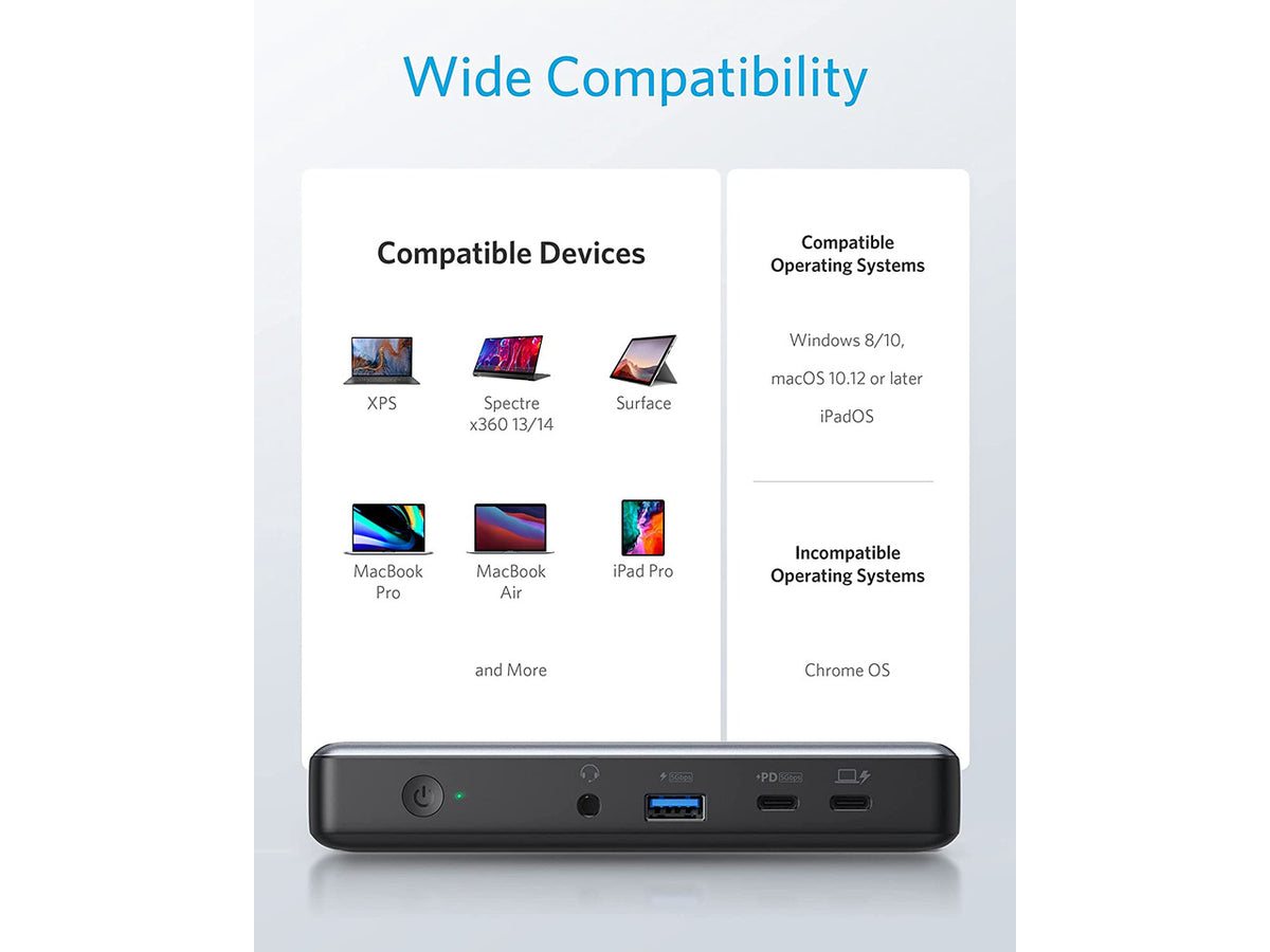 Anker USB C Docking Station, PowerExpand 9-in-1 USB-C PD Dock, 60W Charging for Laptop, 20W Power Delivery Charging, 4K HDMI and DisplayPort, USB 3.0 and USB 2.0 Data, Gigabit Ethernet, 3.5 mm Audio