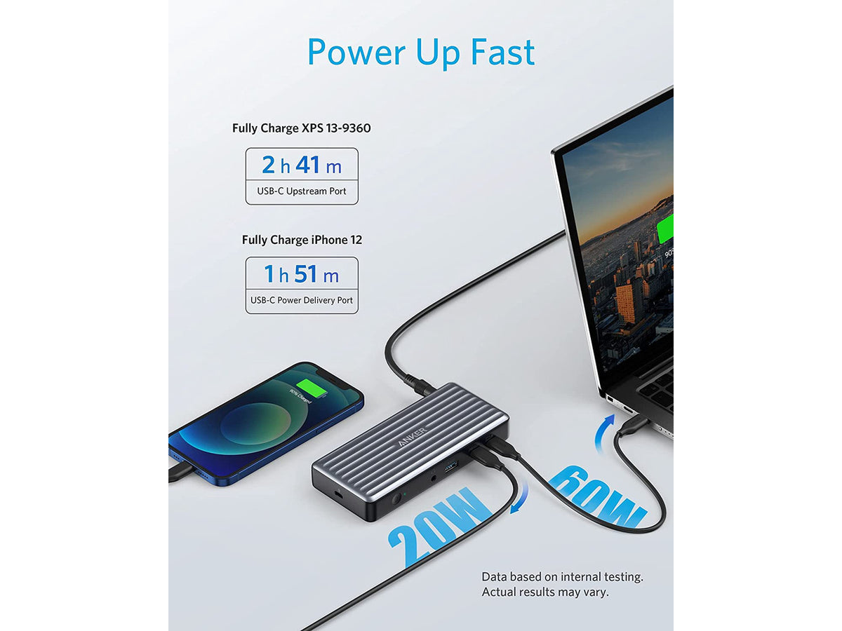 Anker USB C Docking Station, PowerExpand 9-in-1 USB-C PD Dock, 60W Charging for Laptop, 20W Power Delivery Charging, 4K HDMI and DisplayPort, USB 3.0 and USB 2.0 Data, Gigabit Ethernet, 3.5 mm Audio