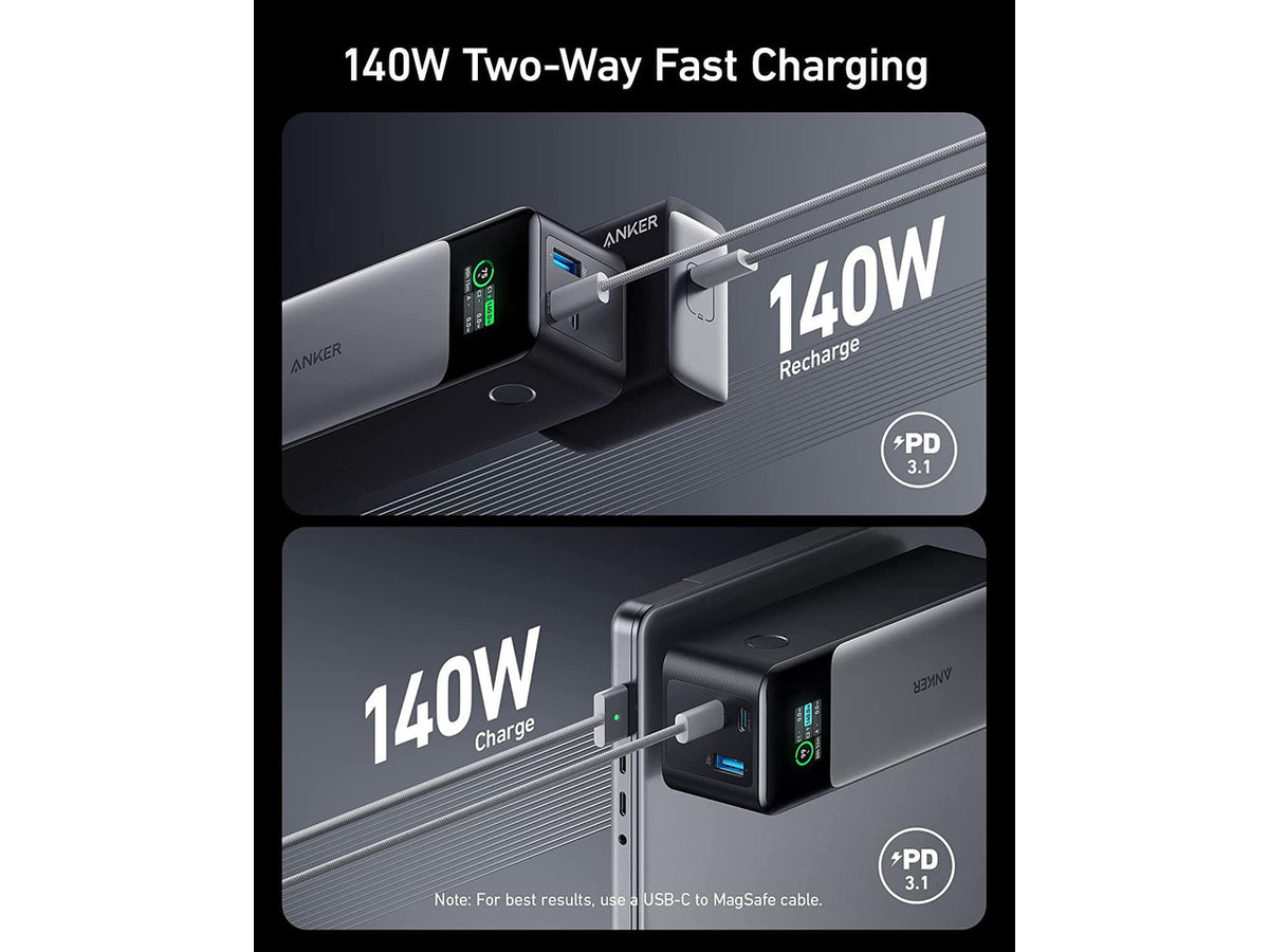 Anker 737 Power Bank 24000mAh 3-Port Portable Charger | 140W Output | Smart Digital Display | Compatible with iPhone 15/15 Plus/15 Pro/15 Pro Max, iPhone 14/13 Series, Samsung, MacBook, Dell, AirPods