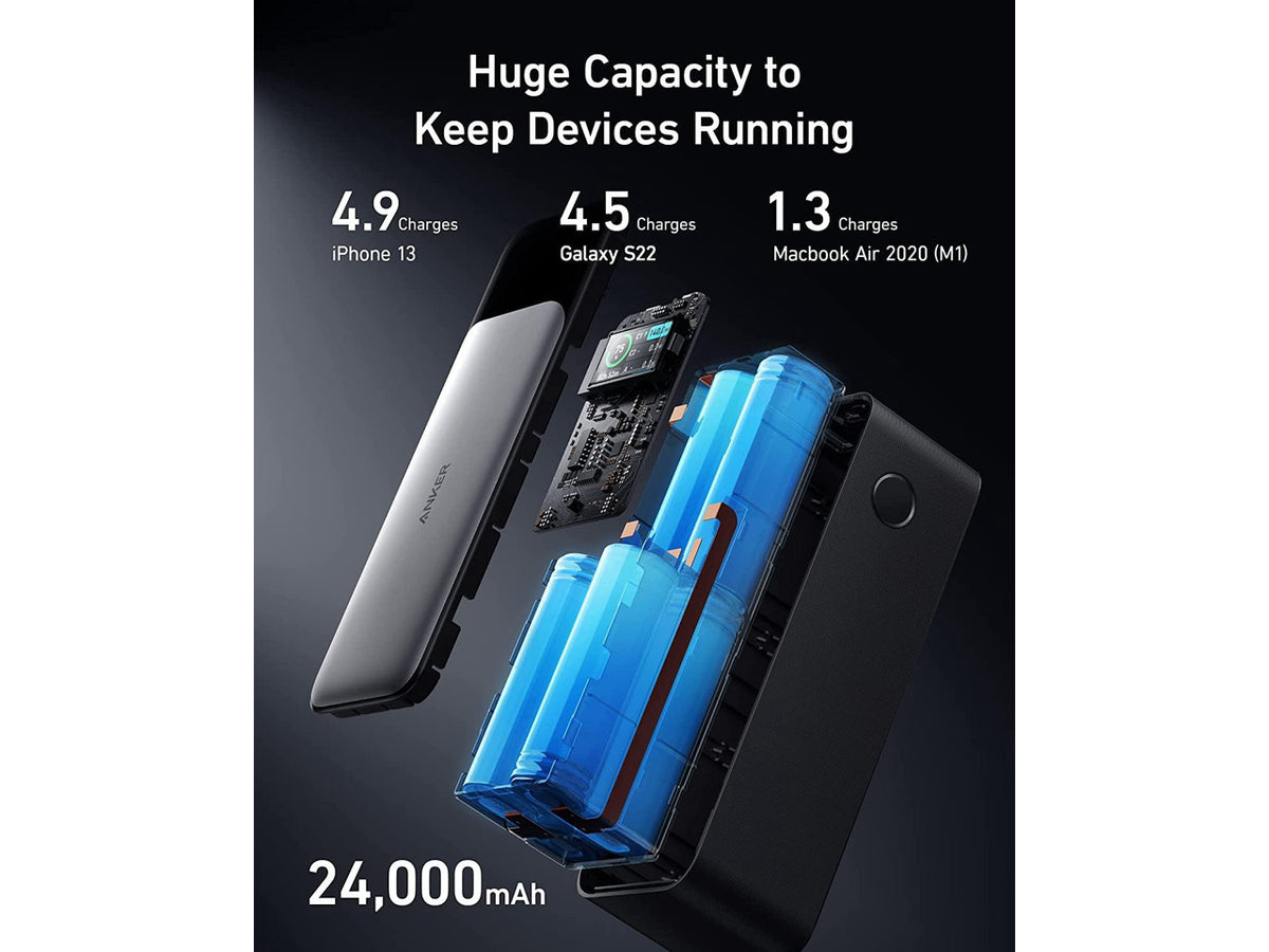 Anker 737 Power Bank 24000mAh 3-Port Portable Charger | 140W Output | Smart Digital Display | Compatible with iPhone 15/15 Plus/15 Pro/15 Pro Max, iPhone 14/13 Series, Samsung, MacBook, Dell, AirPods