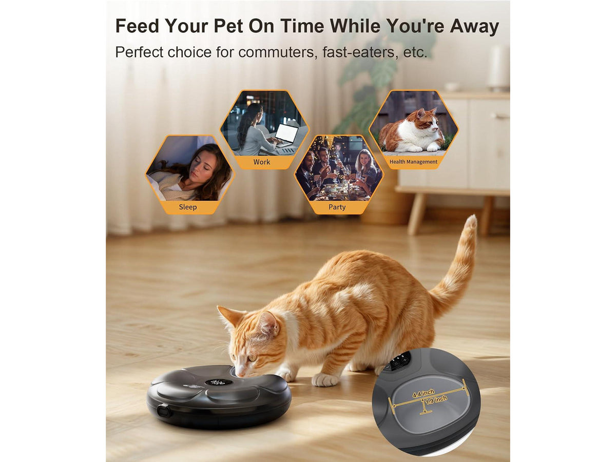 Automatic Cat Feeder Cordless - Automatic Cat Food Dispenser for Wet Moist Food with 4 Ice Packs Rechargeable Auto Feeder for Cats Small Dogs with Programmable Timer Low Battery Indicator
