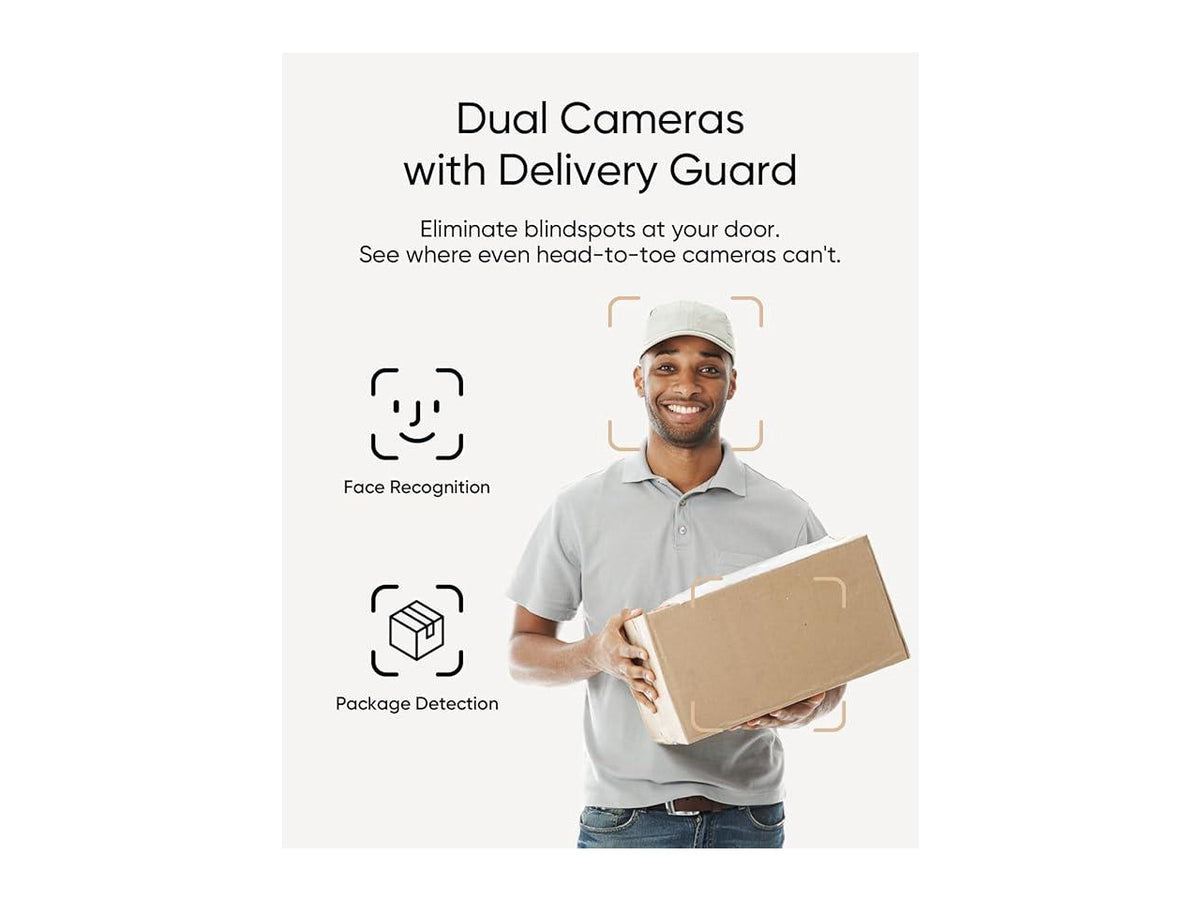 eufy Security Video Doorbell E340 (Battery Powered, with Extra Backup Battery), Uninterrupted Use with Rechargeable Battery, Dual Cameras, 2K Full HD, No Monthly Fee