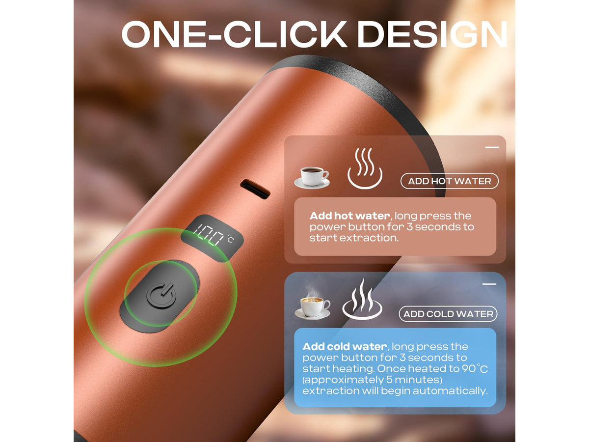 18 Bar Portable Espresso Machine with LED Display and 90ml Sink
