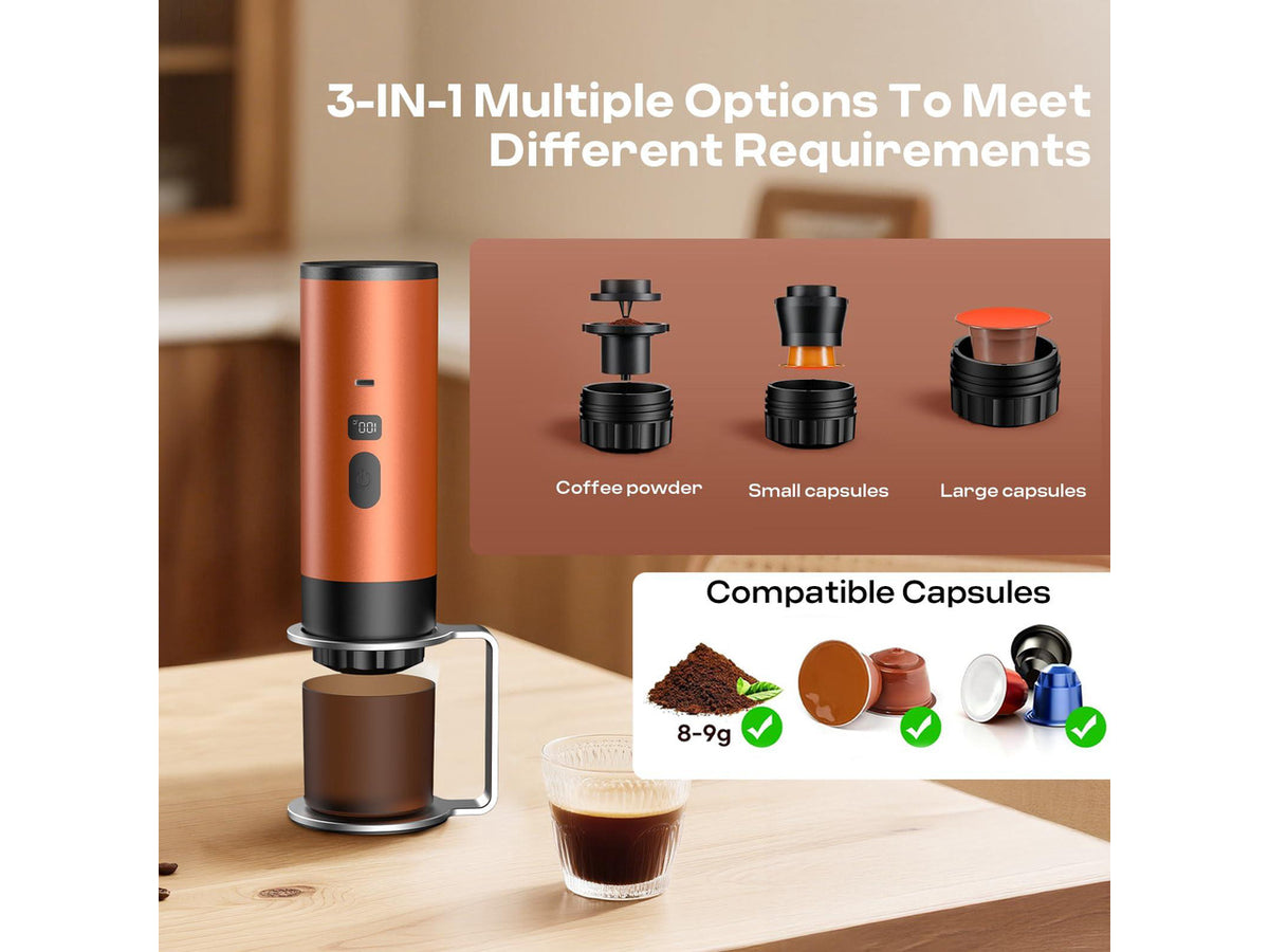 18 Bar Portable Espresso Machine with LED Display and 90ml Sink