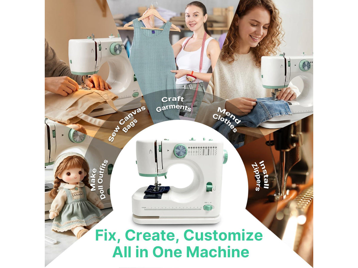 Sewing Machine for Beginners, 12 Built-In Stitches, 2-Speed Portable Mini Sewing Machine with 48Pcs Accessory Kit, Foot Pedal, Storage Drawer for Home DIY, Mending & Crafting