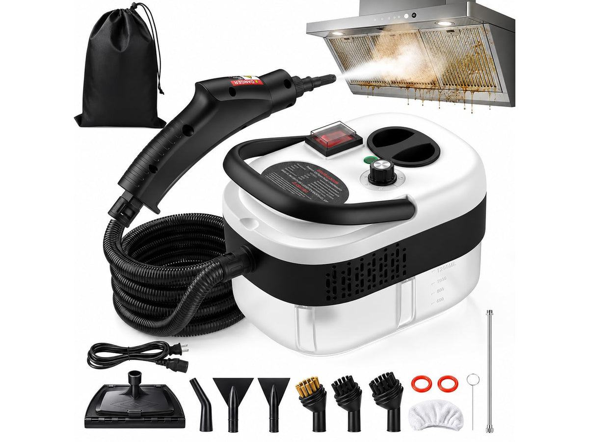 2500W Handheld Steam Cleaner for Home, 6-Level High Pressure Steam Gun, Steam Machine w/40.6oz Tank, Portable Car Steamer for Auto Detailing & Cleaning, Car, Floor, Furniture, Tile Grout, Wall