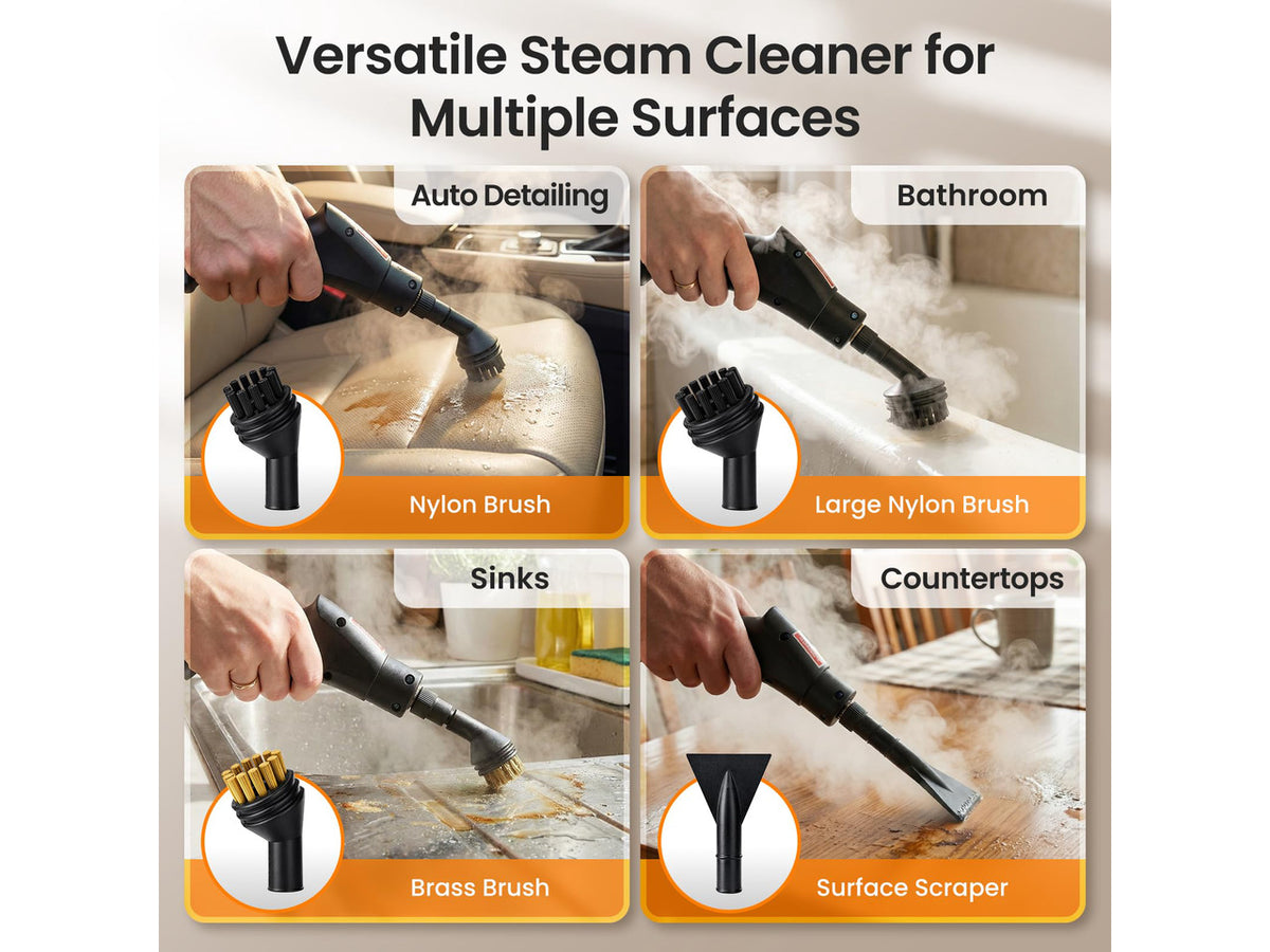 2500W Handheld Steam Cleaner for Home, 6-Level High Pressure Steam Gun, Steam Machine w/40.6oz Tank, Portable Car Steamer for Auto Detailing & Cleaning, Car, Floor, Furniture, Tile Grout, Wall