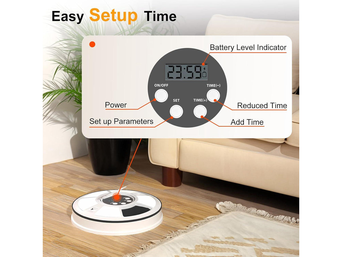 Automatic Cat Feeder Wet Food/Dry Food, 6 Meal Timed Pet Feeder Easily Programmable &Easy to Clean, Auto Feeder for Cats/Small Dogs