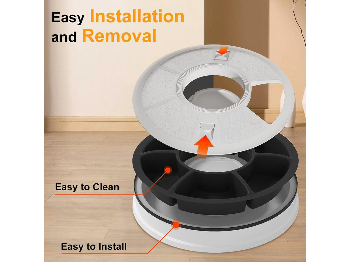 Automatic Cat Feeder Wet Food/Dry Food, 6 Meal Timed Pet Feeder Easily Programmable &Easy to Clean, Auto Feeder for Cats/Small Dogs