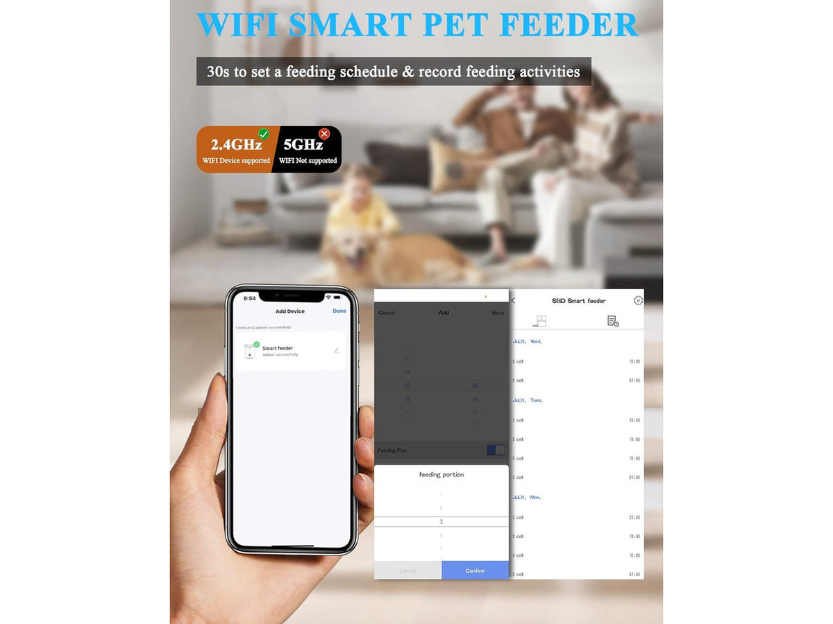 6L Automatic Cat Feeder for 2 Cats, 2.4G WiFi Enabled Smart Feed Pet Feeder for Dogs, Timed Pet Food Dispenser with Stainless Steel Bowl APP Control, 10s Voice Black