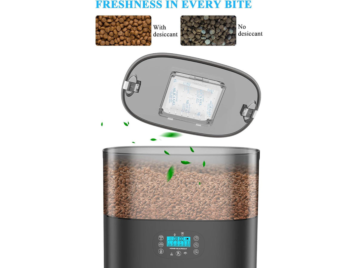 6L Automatic Cat Feeder for 2 Cats, 2.4G WiFi Enabled Smart Feed Pet Feeder for Dogs, Timed Pet Food Dispenser with Stainless Steel Bowl APP Control, 10s Voice Black
