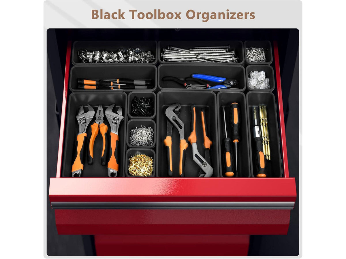 & 5 SizeTool Box Organizer Tray Divider Set, Black Desk Drawer Organizer, Garage Organization and Storage Toolbox Accessories Rolling Tool Chest Cart Cabinet WorkBench Small Part