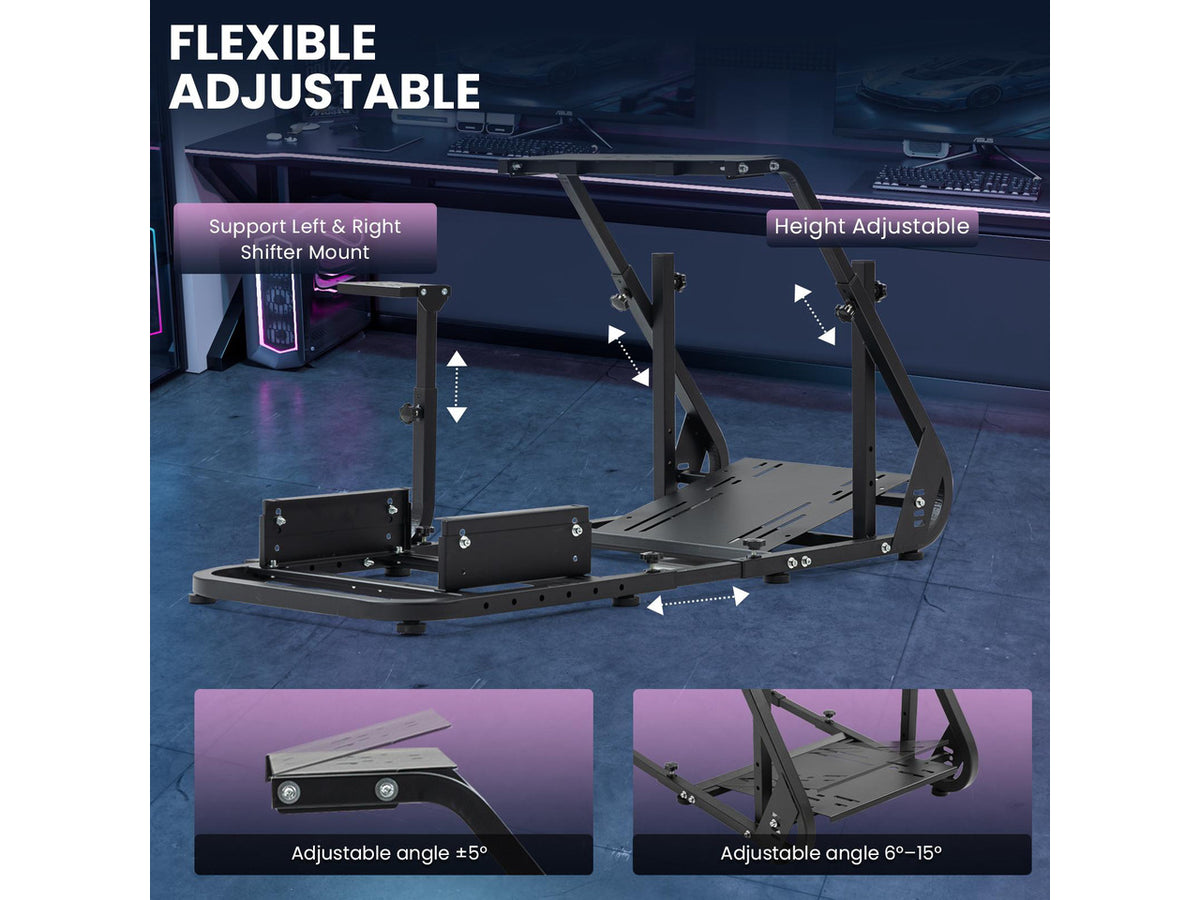 Minneer Gaming Simulator Cockpit Frame Fits All Logitech G923 G29 G920 Thrustmaster Wheels Racing Wheel Stand Compatible with Xbox One, PS4, PC, Not Included Steering Wheel, Pedal, handbrake and seat