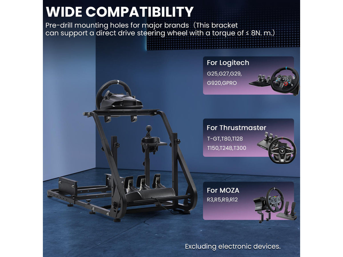 Minneer Gaming Simulator Cockpit Frame Fits All Logitech G923 G29 G920 Thrustmaster Wheels Racing Wheel Stand Compatible with Xbox One, PS4, PC, Not Included Steering Wheel, Pedal, handbrake and seat
