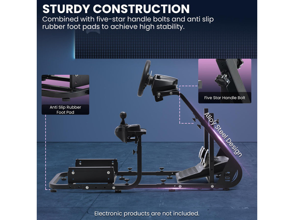Minneer Gaming Simulator Cockpit Frame Fits All Logitech G923 G29 G920 Thrustmaster Wheels Racing Wheel Stand Compatible with Xbox One, PS4, PC, Not Included Steering Wheel, Pedal, handbrake and seat