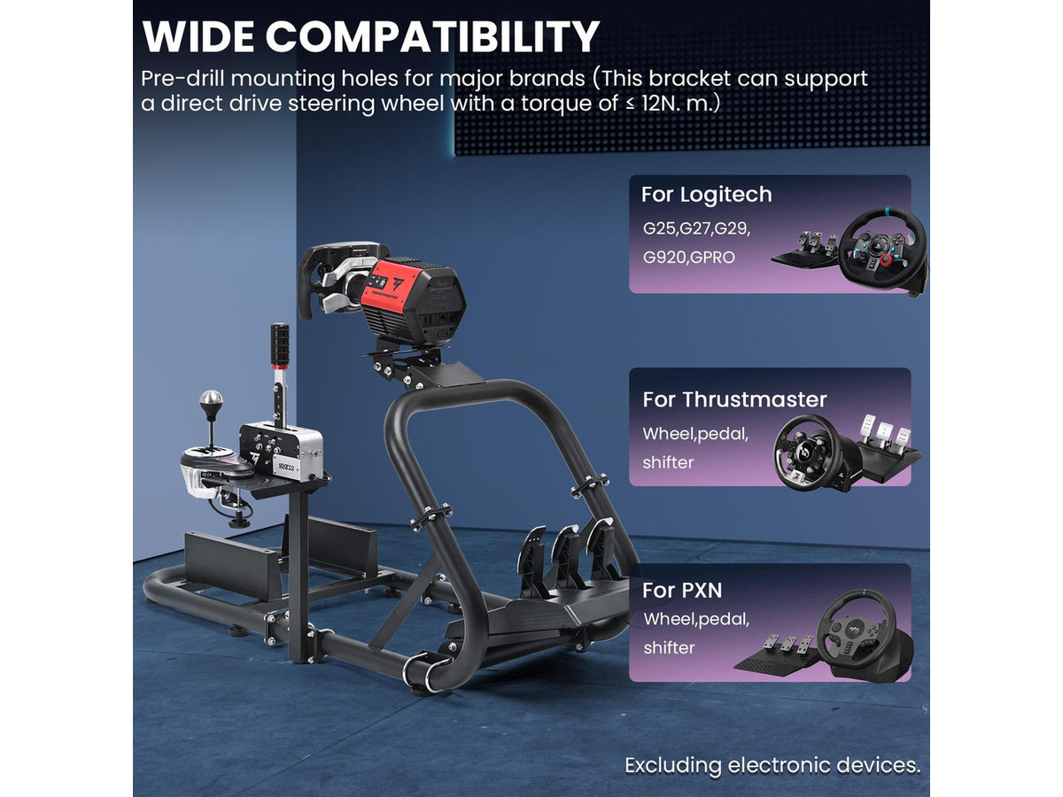 Minneer Racing Wheel Stand Simulator Cockpit Height Adjustable Gaming Steering Frame Compatible for T500,T30,T300RS,FANTEC,T3PA/TGT,logitech G25,G29,G92,G923 Wheel&Pedals Not Included