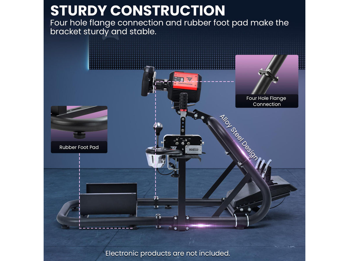 Minneer Racing Wheel Stand Simulator Cockpit Height Adjustable Gaming Steering Frame Compatible for T500,T30,T300RS,FANTEC,T3PA/TGT,logitech G25,G29,G92,G923 Wheel&Pedals Not Included
