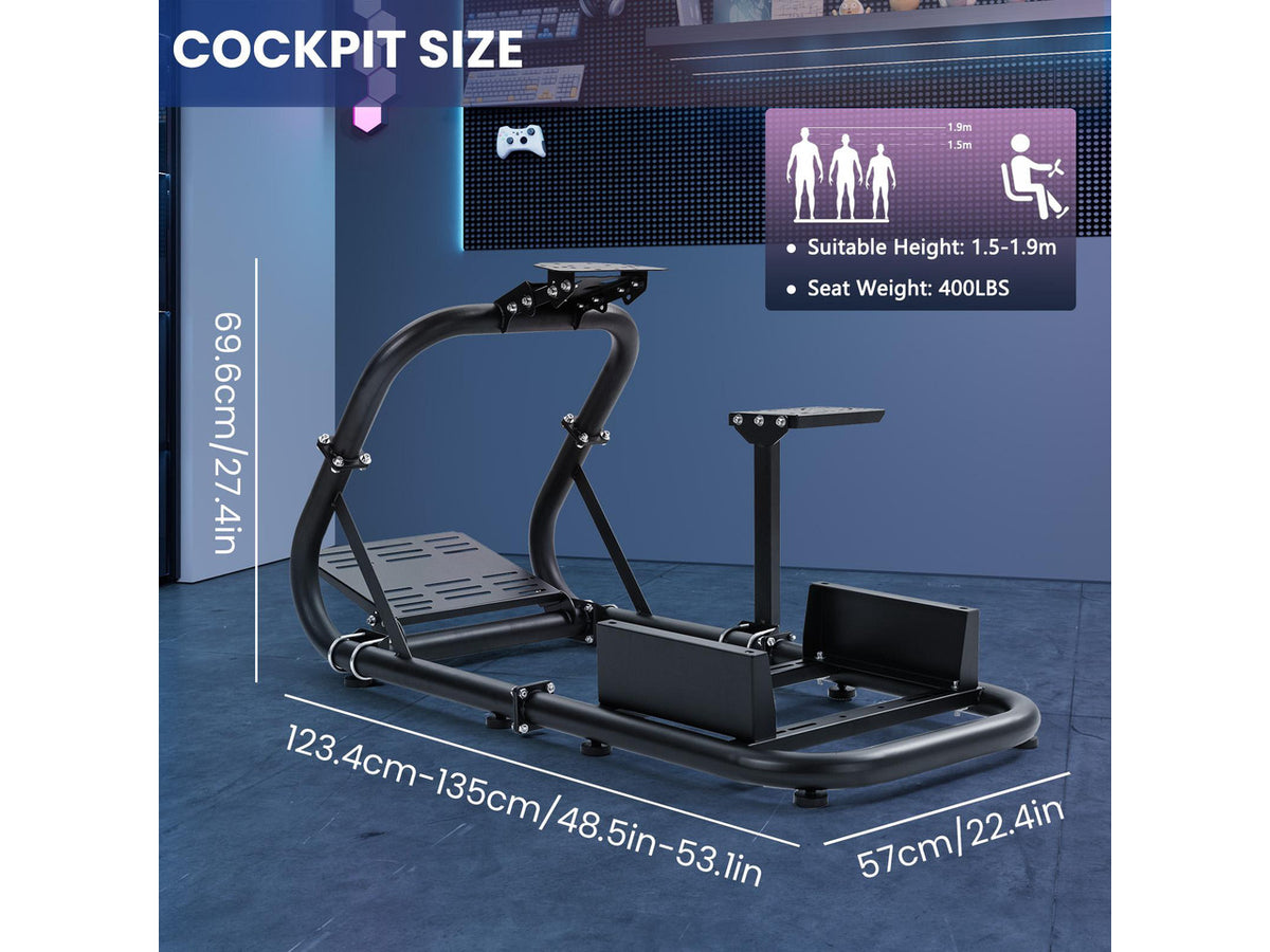 Minneer Racing Wheel Stand Simulator Cockpit Height Adjustable Gaming Steering Frame Compatible for T500,T30,T300RS,FANTEC,T3PA/TGT,logitech G25,G29,G92,G923 Wheel&Pedals Not Included