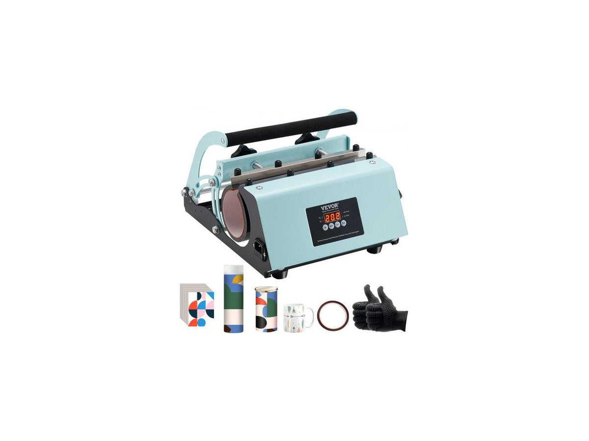 Tumbler Heat Press Machine, 11-30oz Mug Press, Heat Up Fast and Even, Tumbler Press with Sublimation Paper, Tape and Gloves, Temp and Time Setting, for Sublimation Tumblers, Cups, Mugs, Green