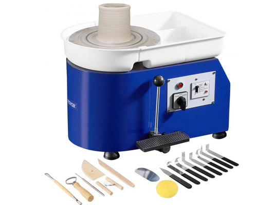 Pottery Wheel for Adults and Beginners, 350W, 11in Clay Wheel Forming Machine, Adjustable 0-300RPM Speed Handle and Pedal Control, ABS Detachable Basin, Accessory Kit for Craft DIY, Blue Updated