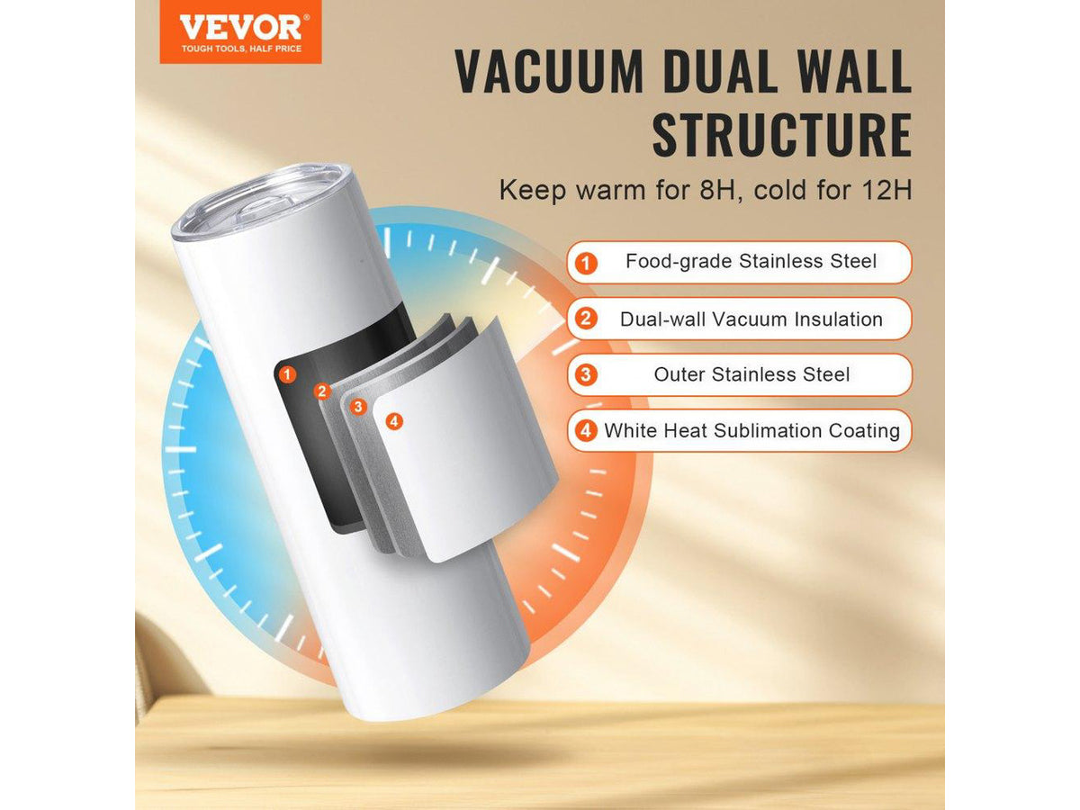 24 Pack Sublimation Tumblers 20oz Skinny Straight, Stainless Steel Sublimation Tumblers Blank, Stainless Steel Double Wall Tumbler for Heat Transfer Customized Gifts with Lid and Straw, Gift Box