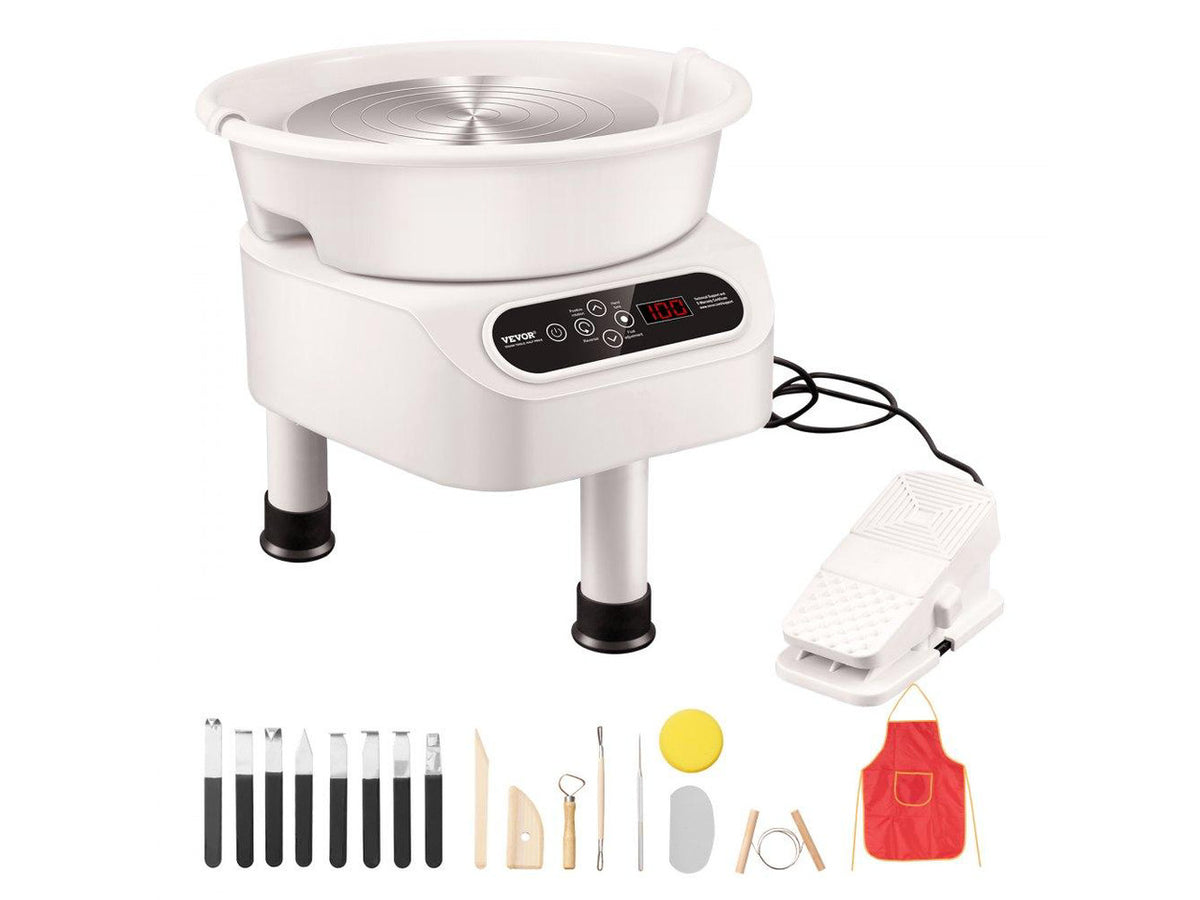 VEVOR Pottery Wheel, 10 inch Pottery Forming Machine, Direct Drive Ceramic Wheel with 3 Support Legs for DIY Art Craft, 350W Electric Wheel for Pottery with Foot Pedal and LCD Touch Screen, White