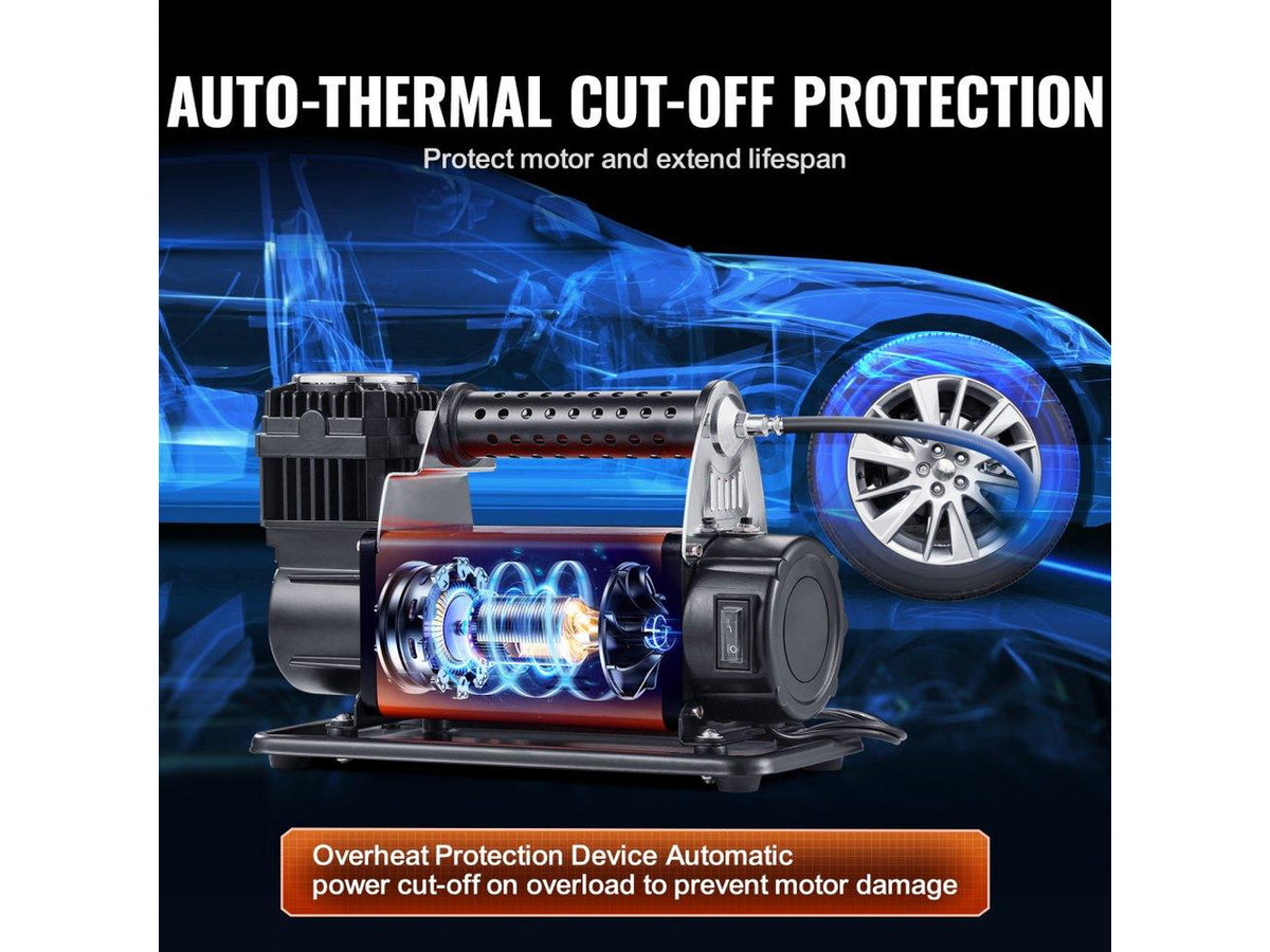12V Heavy Duty Air Compressor - with Digital Pressure Gauge Tire Inflator Kit, 7.06 CFM Portable Tire Inflator, 150PSI Offroad Air Pump with Adapters for Trucks Car SUV 4 x 4 Vehicle RV