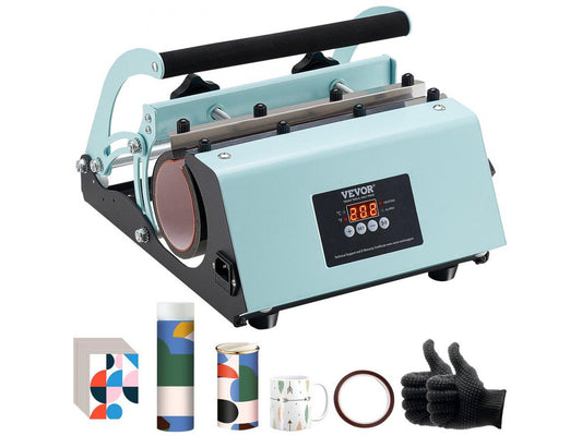 Tumbler Heat Press Machine, 11-30oz Mug Press, Heat Up Fast and Even, Tumbler Press with Sublimation Paper, Tape and Gloves, Temp and Time Setting, for Sublimation Tumblers, Cups, Mugs, Green