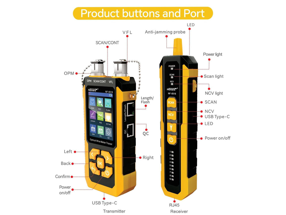 NOYAFA NF-8518 Network Cable Tester, Optical Power Meter & VFL