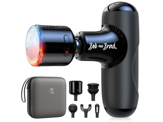 Bob and Brad Q2 Pro Mini Handheld Massage Gun with Heat and Cold Head, Deep Tissue Percussion and Quiet Electric Massager for Pain Relief