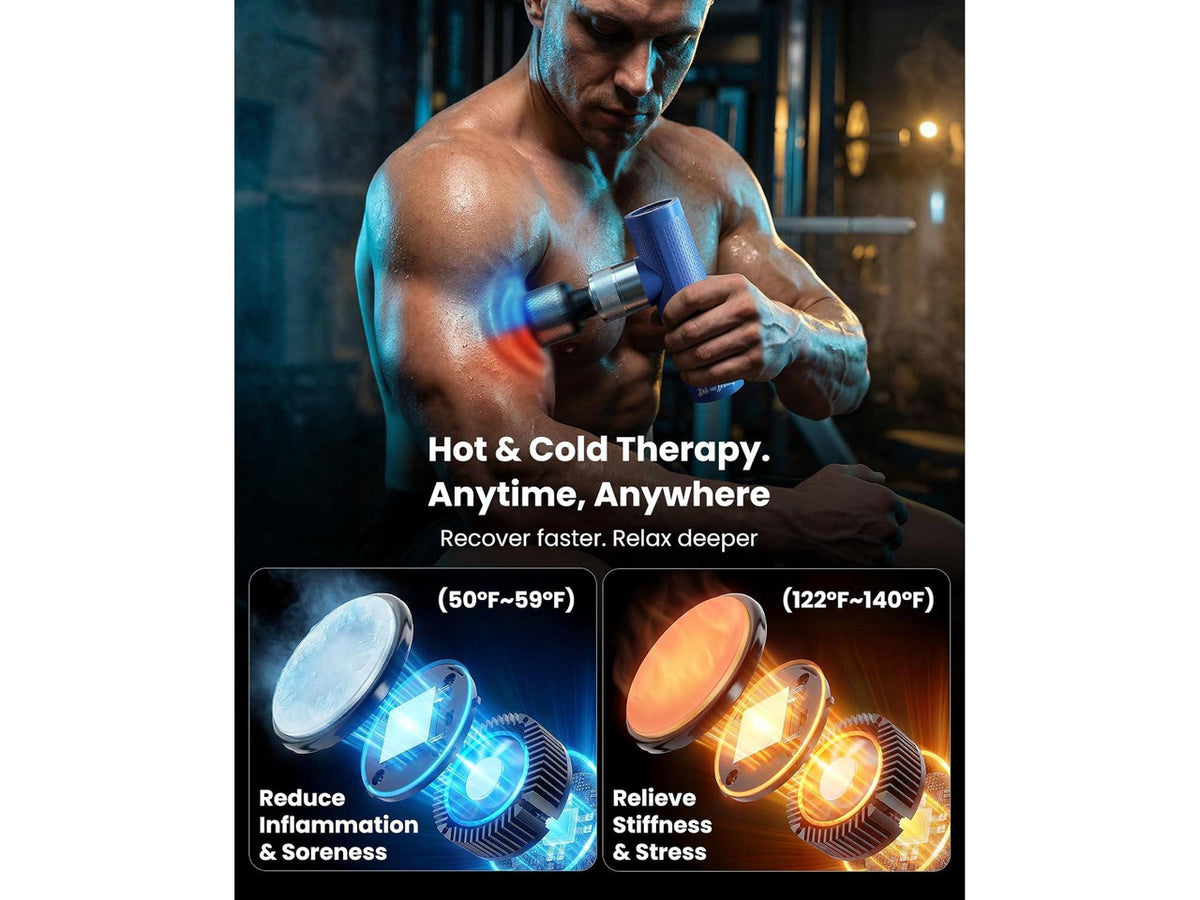 Bob and Brad A7 Pro Massage Gun with Heat & Cold Therapy for Back Pain & Recovery - 11mm Deep Tissue