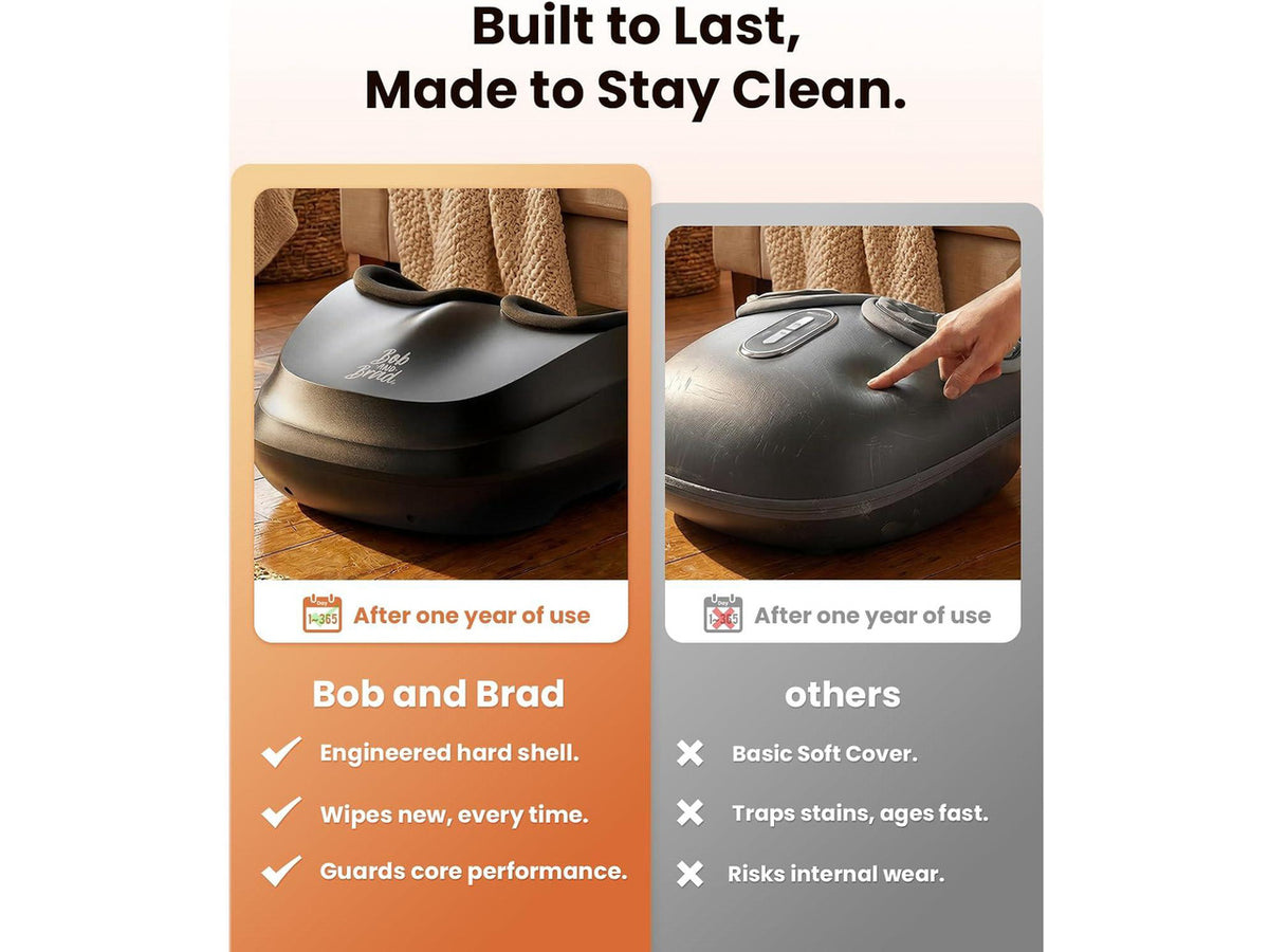 Bob and Brad Eletric Foot Massager with Heat, Shiatsu Deep Kneading & Air Compression for Plantar Fasciitis, Fits US Size 12