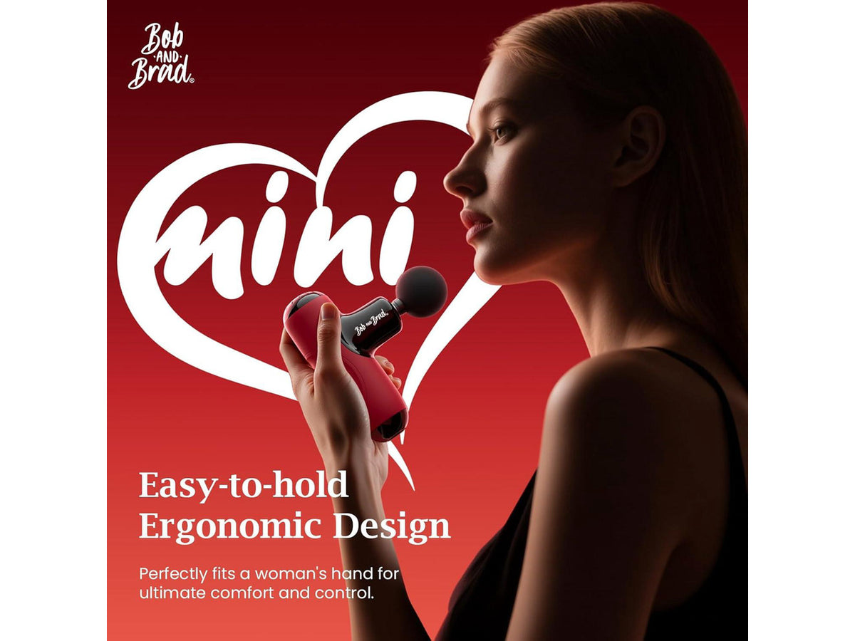 Bob and Brad Q2 Mini Deep Tissue Portable Percussion Muscle Massage Gun with Carry Case for On The Go Usage Red
