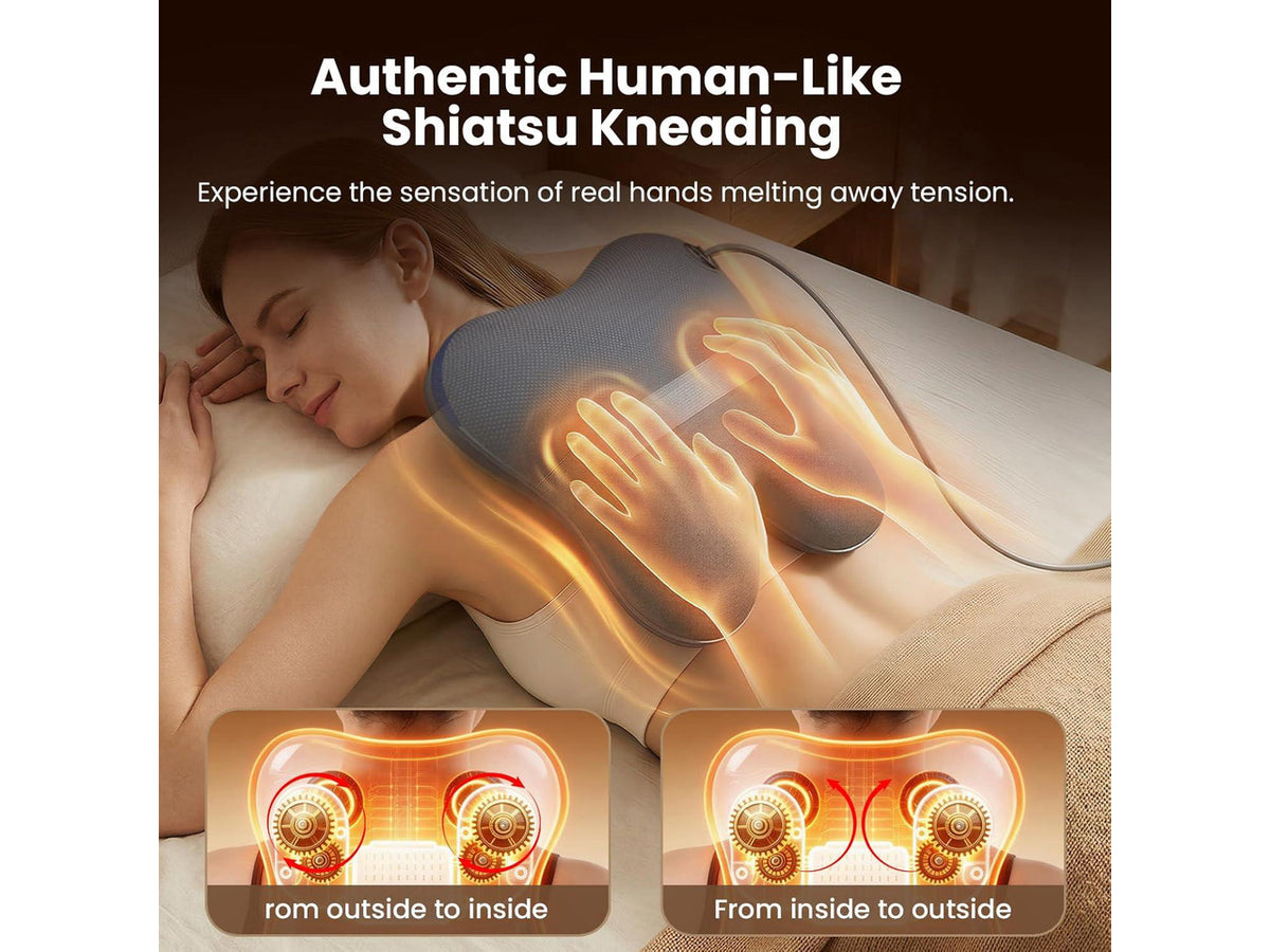 Bob and Brad EZBack Plus Shiatsu 3D Kneading Massager with Heat & Remote, 3 Level Deep Tissue for Neck, Back,Shoulders, Legs, Ideal Gifts