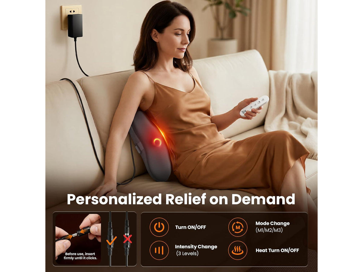 Bob and Brad EZBack Plus Shiatsu 3D Kneading Massager with Heat & Remote, 3 Level Deep Tissue for Neck, Back,Shoulders, Legs, Ideal Gifts