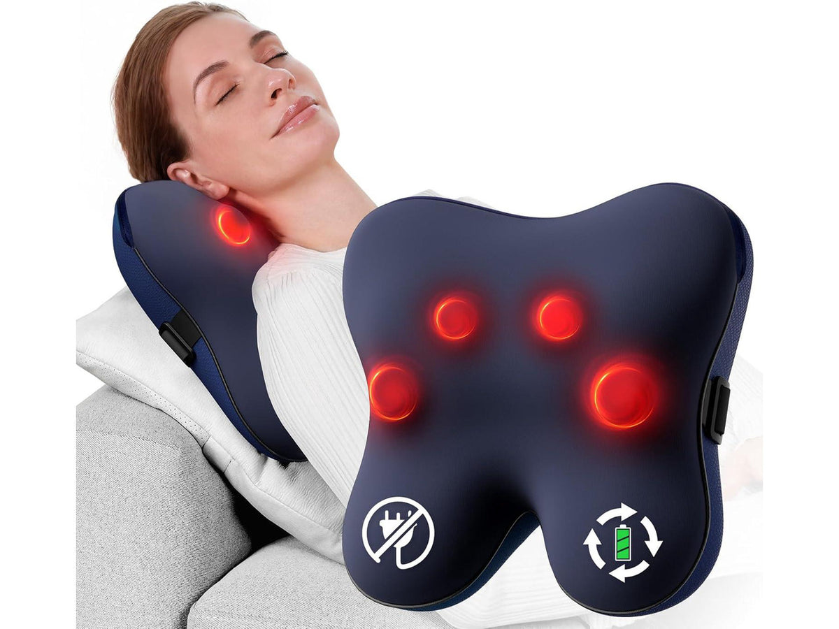 Bob and Brad Cordless Shiatsu 3D Kneading Massager with Heat, Muscle Pain Relief for Neck and Back, Relaxation Gifts for Women Men