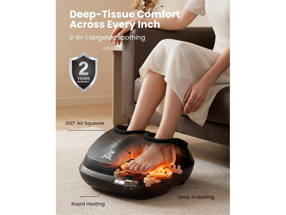 Bob and Brad Lite Foot Massager with Heat and Remote, Delivers Relief for Tired Muscles and Plantar Fasciitis, Men Size 12