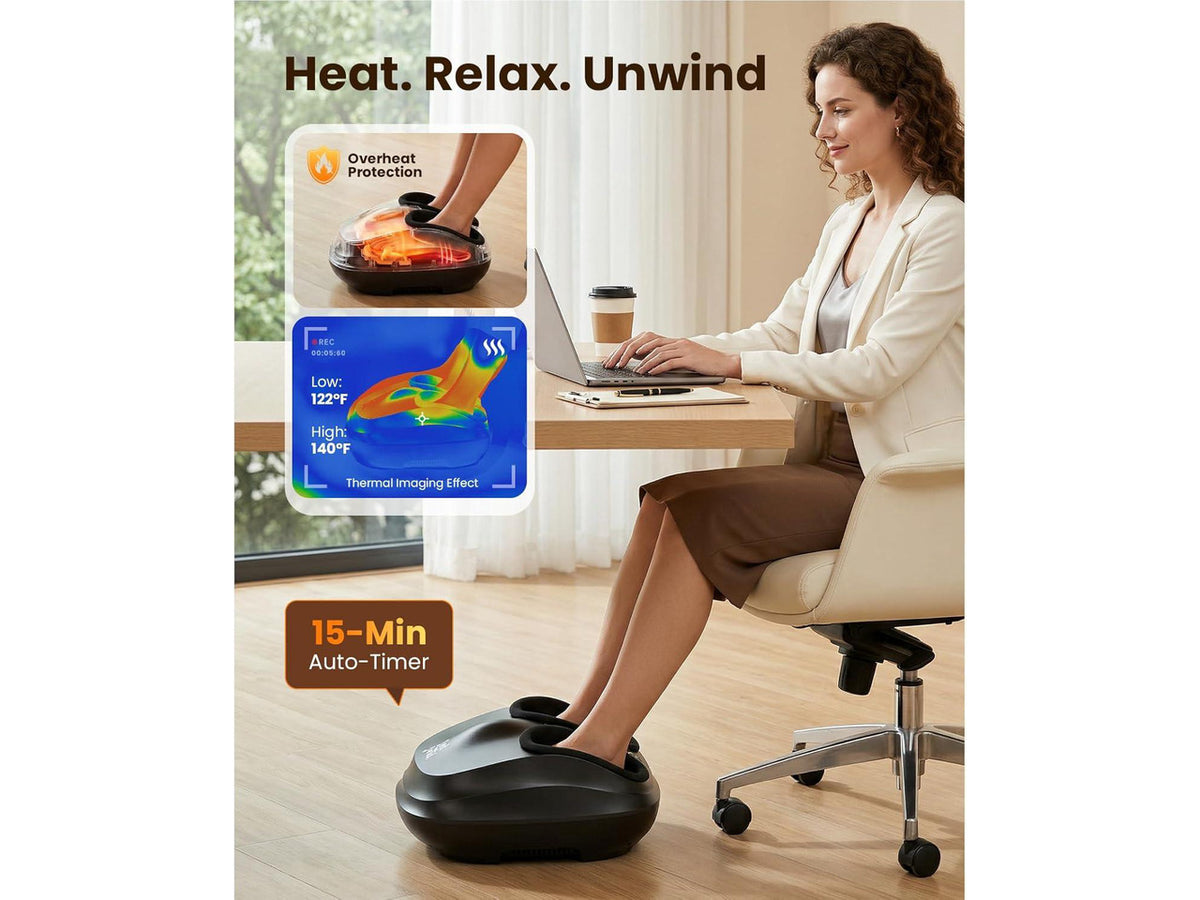 Bob and Brad Lite Foot Massager with Heat and Remote, Delivers Relief for Tired Muscles and Plantar Fasciitis, Men Size 12