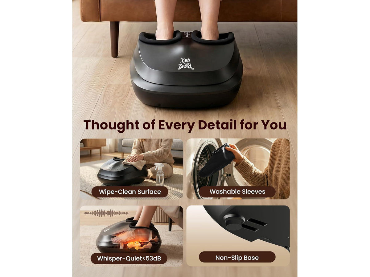 Bob and Brad Lite Foot Massager with Heat and Remote, Delivers Relief for Tired Muscles and Plantar Fasciitis, Men Size 12