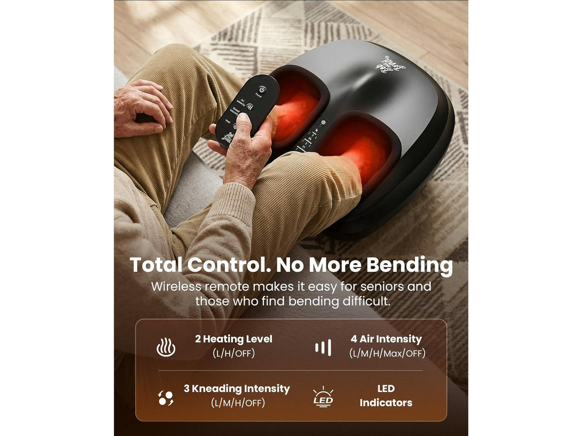 Bob and Brad Lite Foot Massager with Heat and Remote, Delivers Relief for Tired Muscles and Plantar Fasciitis, Men Size 12