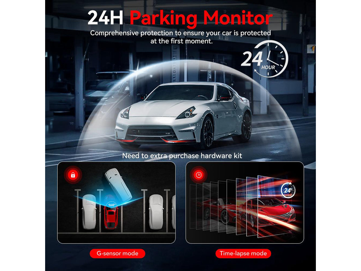 REDTIGER A4 Dash Cam Front and Rear with 5.8GHz WiFi, 2" Touch Screen, and Free 64GB Card Advanced Car DVR with Parking Monitoring and Loop Recording
